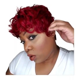 Light Moo Peluca Corta Rizada Roja Vino Para Mujer