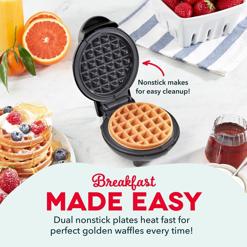 DASH Mini Waffle Maker - 4” Waffle Mold, Nonstick Waffle