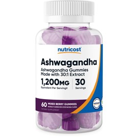 Nutricost Nutricost Ashwagandha Gummies 1200mg Equivalent Per Serving (Mixed Berry Flavor), 60 Gummies, 30 Servings
