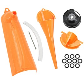 HDBUBALUS Crankcase Fill Funnel Primary Case Oil Fill Oil Filter Funnel Set with Oil Filter Wrench and Primary Drain Plugs Compatible with Harley Orange