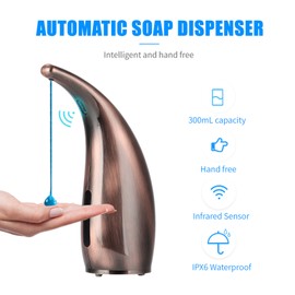 300mL Automatic Soap Dispenser Infrared Hand-free Touchless Soap Dispenser Auto Hand Soap Dispenser for Bathroom Kitchen Sink Countertop Shower