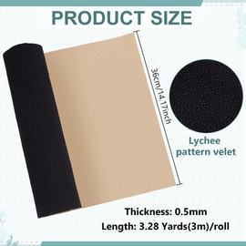 BENECREAT 118x14inch Velvet Fabric Self Adhesive Felt, Black Peel and Stick Felt, DIY Large Fabric Repair for Sofa Couches Furniture Chair Clothing