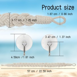 WishLotus Hermit Crab Climbing Toys, Natural Cotton Rope Hermit Crab Toys with 2 Suction Cups, 60cm Hermit Crab Decor for Reptile Climbing Couch Shell Accessories (Beige)