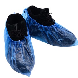 100PCS (50Pairs) Disposable Shoe Covers Waterproof Non-Slip Durable Boot Covers for Indoors Cleaning Real Estate Travel Construction Workplaces Plastic Disposable Shoe Covers for Men and Women (Blue)