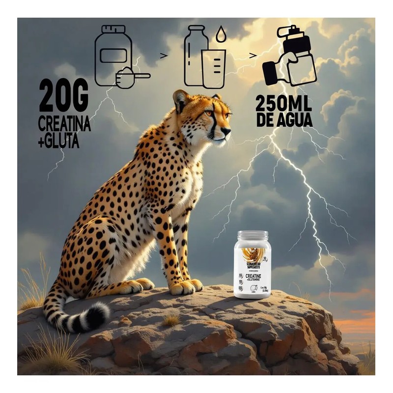 Suplemento Creatina Glutamina Polvo Stormcheetah 1kg 50ser