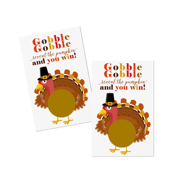 Paper Clever Party Turkey Scratch Off Cards (30 Pack) Thanksgiving Party Games - Fall Raffle Tickets for Drawing Prizes - Leaves Pumpkin Fall Favors