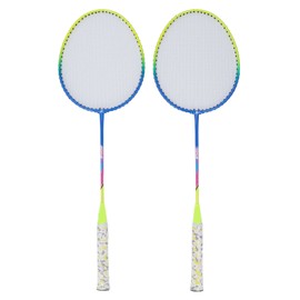 2Pcs Badminton Racket Yellow Light Frame Large Sweet Spot Anti Slip Double Badminton Racket with Storage Bag