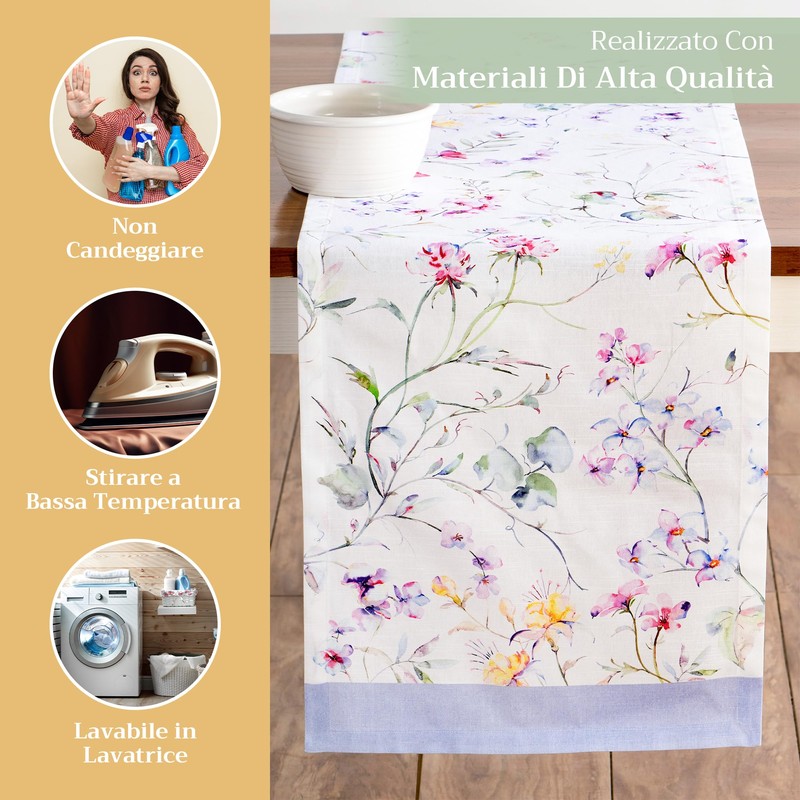 Maison d' Hermine Table Runner, 100% Cotton, Decorative Washable Easter