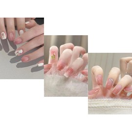 NIUANIUA Nail Tip, Short, False Nails, Cute, Round Tip, Fashion, 3D Nails, Popular, Nail Stickers, 12 Sizes, 72 Pieces (Ice Pink Gradation)