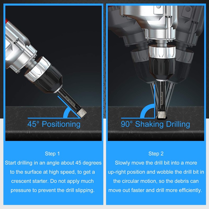 3-Pack 5/8" Dry Diamond Drill Bits Set, 16mm Tile Drill