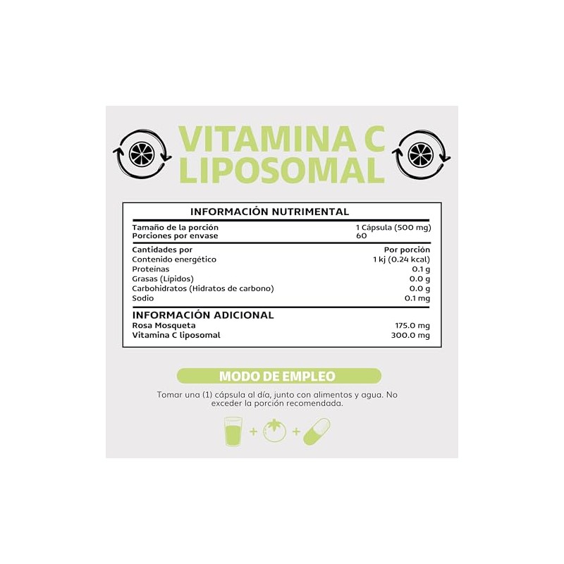 Beyond Vitamins | Vitamina C Liposomal 300mg Potenciado con Rosa