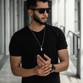 AsAlways 18K Gold Plated Lightning Pendant Inlay CZ Vintage Hip Hop Rock Punk Totem Amulet Charm Necklace Gift Jewelry