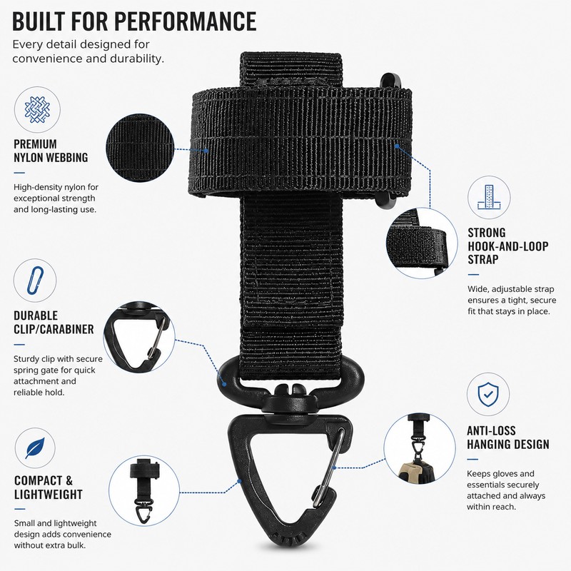 Nylon Glove Holder Clips for Outdoor Gear – Anti-Lost Belt