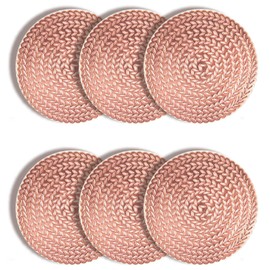 ASFINS Rose Gold Coasters, 6pcs Hollowed-Out Round Coasters Novelty Cup Coaster Non-Slip Drinks Coasters for Home and Kitchen Resistant Use, Hollowed-Out, Metallic Round (10cm x 10cm) -R002