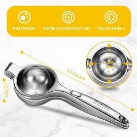 Rekix lemon Squeezer, Max Extraction Hand Press Lemon Juicer, Heavy Duty Manual Orange Juicer, Sturdy Metal Lime Squeezer, Durable Handheld Citrus Fruit Squeezer for Kitchen Bar, Exprimidor De Limones