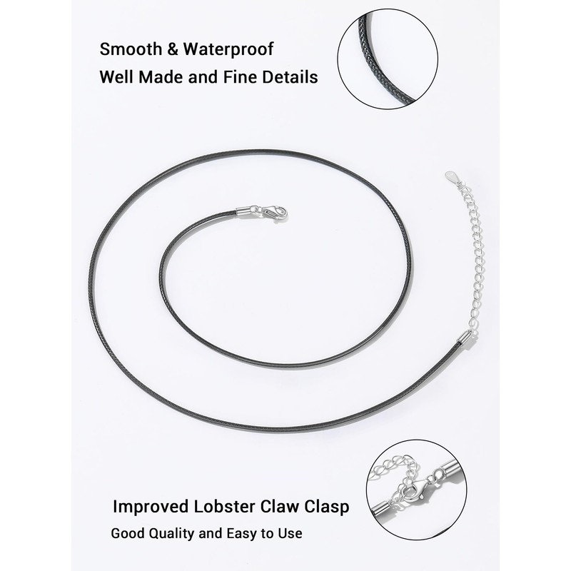 PROSILVER Leather Necklace Cord with Sterling Silver Clasp Necklace Cords