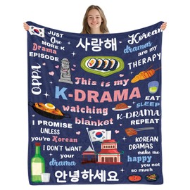 Wazzio Korean Blanket 50"x60", Ideal Friends Blanket Korean Gifts for Women, Thoughtful Korean Gifts, Special Blanket Gifts on Sofa Counch, Korean Drama Gifts for Women