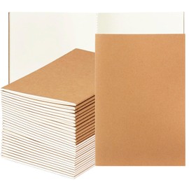 Nicunom 30 Pack A5 Kraft Notebooks, Bulk Blank Journals for Kids, Travel Journal Unlined Sketchbooks Memo Diary Planner for Office Classroom Supplies, 60 Pages, 8.3x5.5 inch