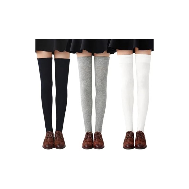 Chalier Womens Thigh High Socks Cotton Striped Over the Knee