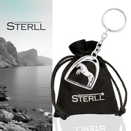 Sterll Solid Oxidised 925 Sterling Silver Key Pendant Horse Stirrups,, Great Gift For Husband or Boyfriend, with Gift Bag