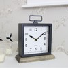 ARIATI Black Metal Handle Mentel Clock on Wood Base Distressed