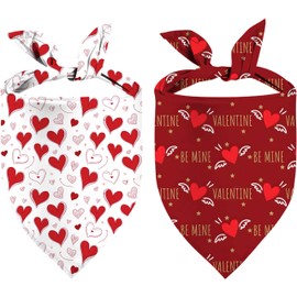 Valentine's Day Dog Bandana, 2 Pack Adjustable Holiday Party Birthday Pets Valentine Day Bandana Triangle Bibs Cat Scarf Set