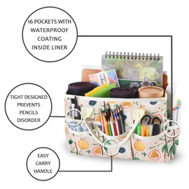 qianshan Craft Organizer Tote Bag with Multiple Pockets, Large Art Storage Caddy with Handles for Art, Craft, Sewing, Make-up，Scrapbooking, Medical, and Office Supplies Storage.Orange Fig