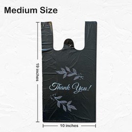 Weilife. Bolsa de agradecimiento de plástico negra pequeña con asa. 8 x 4 x 16 pulgadas, 13 micrófonos, para tiendas minoristas, transporte (negro, pequeño)