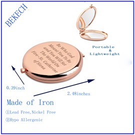 BEKECH Be Who God Meant You to Be Compact Mirror Christian Faith Inspirational Quotes Makeup Mirror Birthday Graduation Gift (Rose Gold)