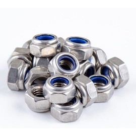 Locking Nuts M6 Stainless Steel A2 - DIN 985 - Stop Nuts - Self-Locking Nuts - Metric Hex Nut - Low Shape with Clamping Part (Thread: M6; Quantity: 100 Pieces)