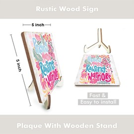 Inspirational Christian Religious Mama Mom Gifts Rustic Mothers Day Birthday Gifts for Women Mommy Motivational Desk Decor Decorative Wood Sign Plaque with Wooden Stand for Home Bedroom Table Shelf