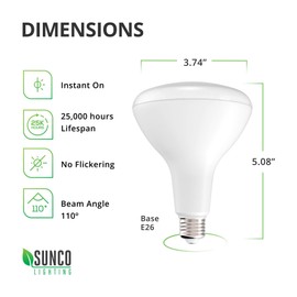 Sunco Lighting 6 Pack BR30 LED Bulb, 11W=65W, 2700K Soft White, 850 LM, E26 Base, Dimmable, Indoor Flood Light for Cans - UL & Energy Star