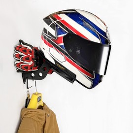 HUCK Helmet Dryer Helmet Holder Display Stand Wall Mount Hanger Rack with Ventilation Fan for Motorbike Helmets, Racing Suit, Gloves (Ventilated, USB Connector, Black)