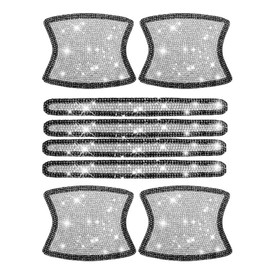 kingsea 8pcs Bling Car Door Handle Protector Stickers,Crystal Rhinestone Glitter Car Door Handles Cup Scratch Protectors Decals Universal (White & Black)