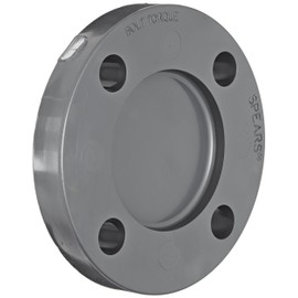 Spears 853 Series PVC Pipe Fitting, Blind Flange, Class 150, Schedule 80, Gray, 4"