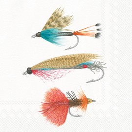 IHR Ideal Home Range Cocktail Napkins Disposable 3-Ply Paper Party Napkin Pack, 5" x 5", Gone Fishing, 20-Count