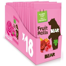 BEAR Real Fruit Snack Rolls - Gluten Free, Vegan, and Non-GMO - Raspberry – Healthy School And Lunch Snacks For Kids And Adults, 0.7 Ounce (Pack of 18)