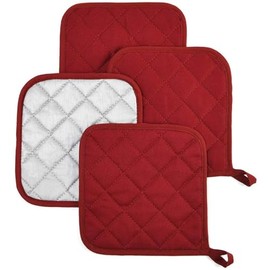 Pot Holders for Kitchen Clearance,Heat Resistant Potholder, Hot Pads, Oven Potholders Bulk, Cloth Pot Holders for Cooking and Baking 4 Pack Red