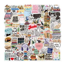Ninnyi 100PCS Book Stickers, Reading Lovers Vinyl Waterproof Motivational Quote Cover Stickers for Water Bottles Laptops