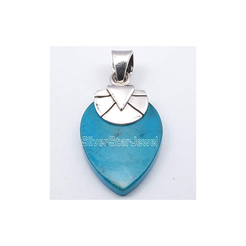 SilverStarJewel - Colgante plano de plata de ley maciza, color