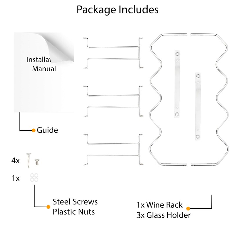 Wallniture Piccola Under Cabinet Wine Rack & Glasses Holder Kitchen