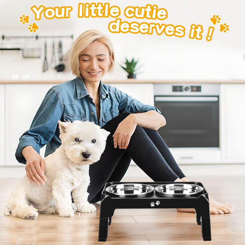 COMESOON Elevated Dog Bowls for Small Medium Dogs, 3 Height