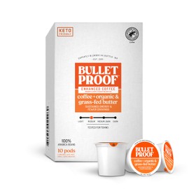 Bulletproof Coffee + Organic Grass-Fed Butter Single-Serve Pods, 10 Count, Keto Coffee, All-in-one Recipe with MCT Oil and Butter, Packaging May Vary