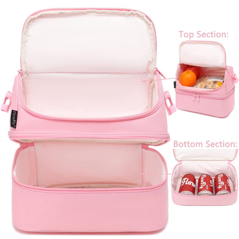 FlowFly Double Decker Cooler Insulated Lunch Bag Large Tote for
