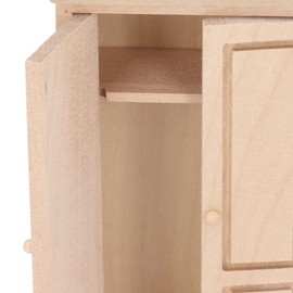Miniature Wardrobe, 1/12 Wooden Scale Double Door Dolls House Closet Decoration for Cabinet Mini House Furniture Accessory Doll Closet Wardrobe