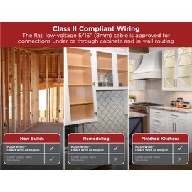 BLACK+DECKER PureOptics Professional Push Wire 100' Jumper Wire Spool for Under Cabinet Lighting, Flat 5/6" or 8mm Cable, 4-Core CL2 Compliant, Non-Metallic, White