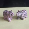 Hand Carved Mixed Gemstone Crystal Bear Figurine Animal Carving (Rhodonite)
