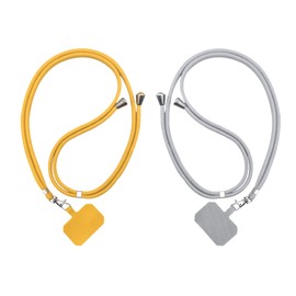 Universal Cell Phone Strap (2 Pack), Crossbody Phone Lanyards for Neck Adjustable Wrist Straps as Phone Grip Compatible with Most Phone Cases,Yellow Light Grey