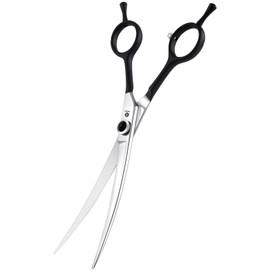 Dream Reach 7 Inch Professional Curved Dog Scissors with Ergonomic Handle 440C Stainless Steel Safety Fur Scissors for Dogs Cats Cutting Black
