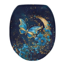 Flashideas Blue Butterfly Toilet Seat Covers for Bathroom Easy to Clean Soft Plush Seat Fits Most Toilet Lids Super Soft Toilet Tank Cover Seat Covers